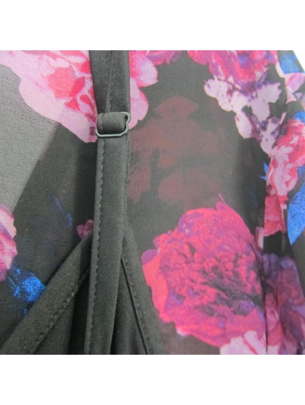 Torrid Maxi Dress 0 Large 12 Pink Purple Blue Floral Chiffon & Black Slip NEW - Picture 11 of 15